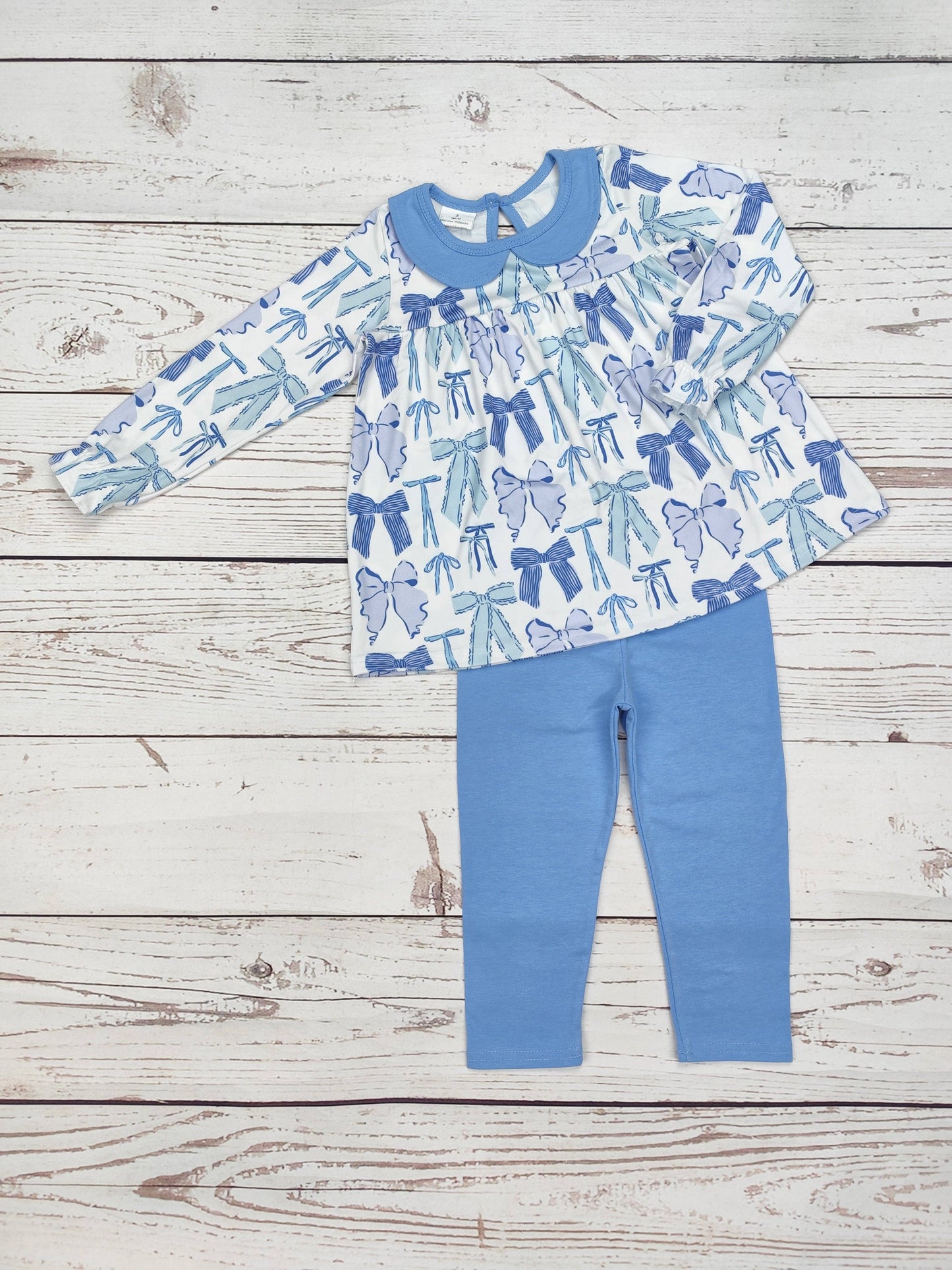 Bow Print Top and Leggings Set