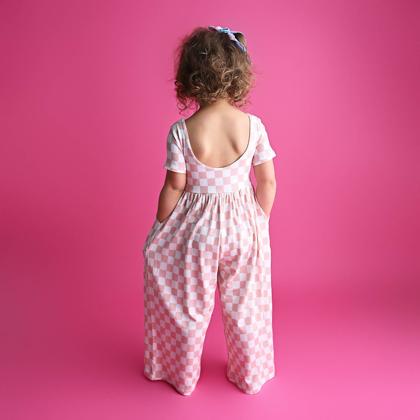 Pink Checkered Bamboo Romper