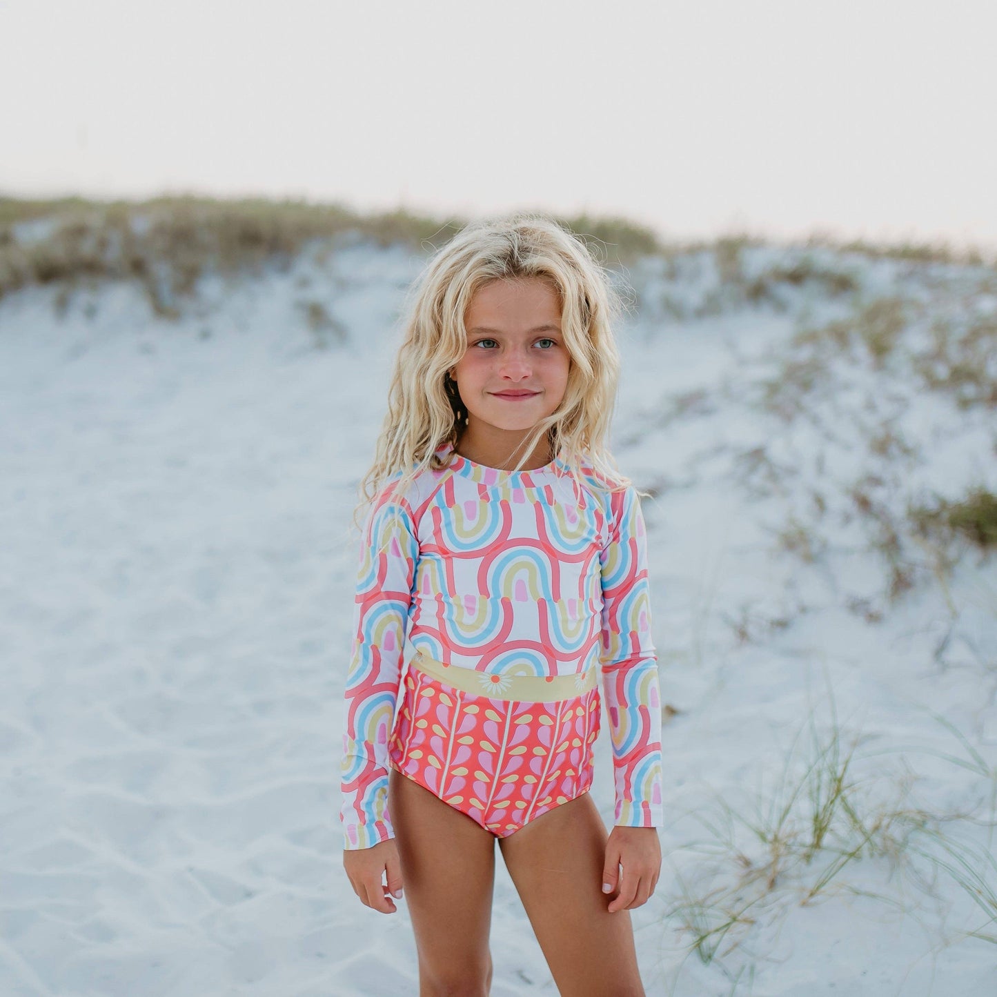 Coral Rainbow Rash Guard
