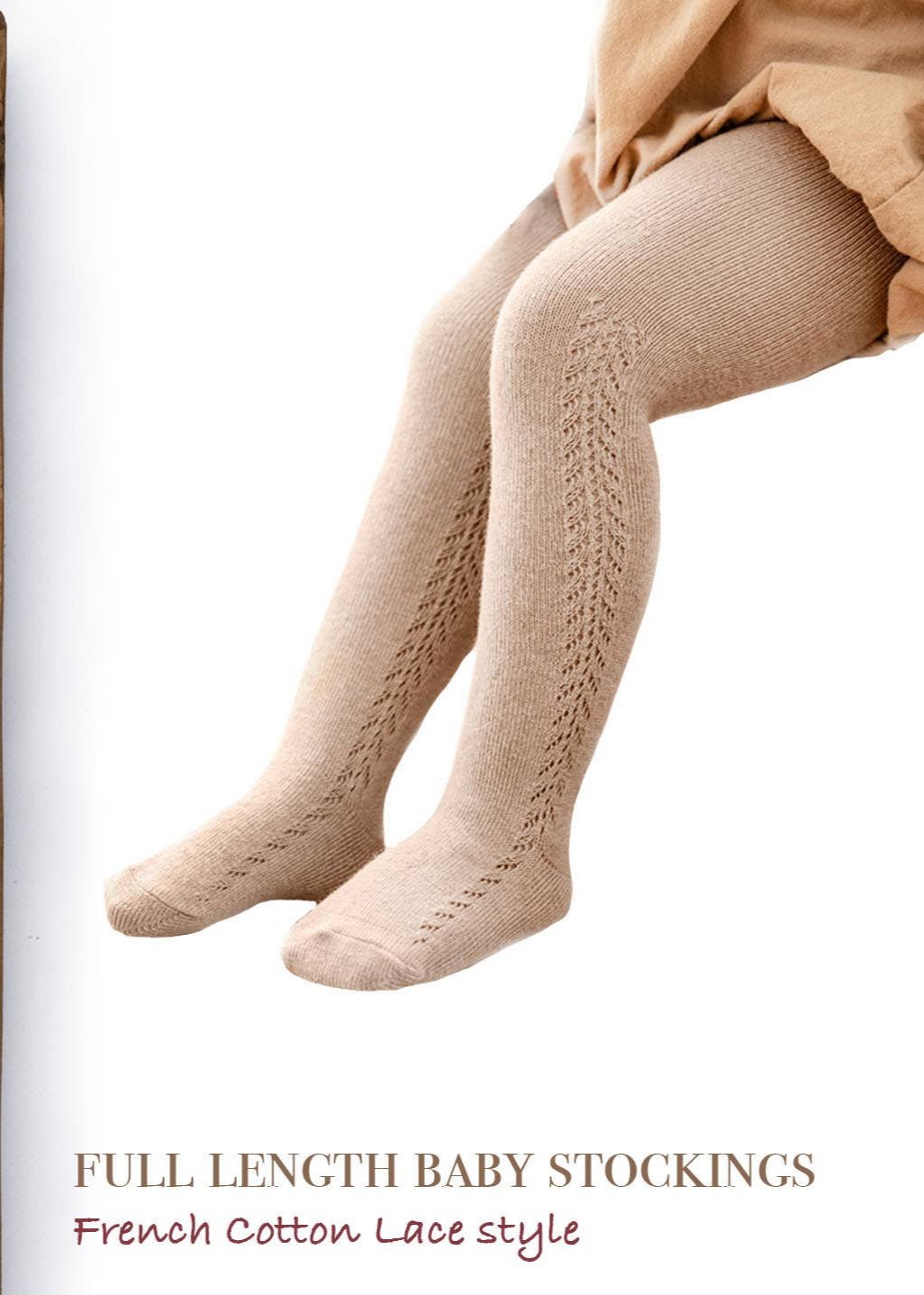 French Tights Cotton Knit Lace Stocking