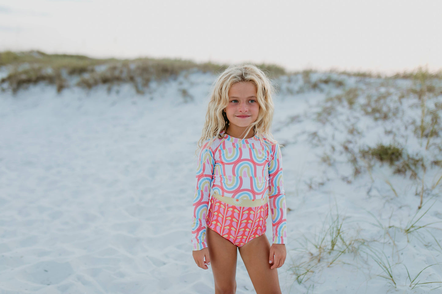 Coral Rainbow Rash Guard