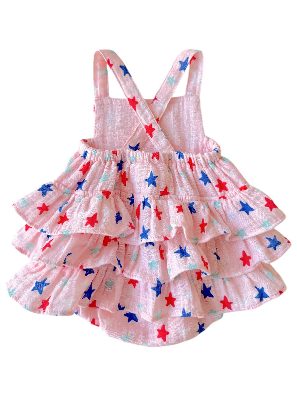 Stars Pink Ruffle Sunsuit