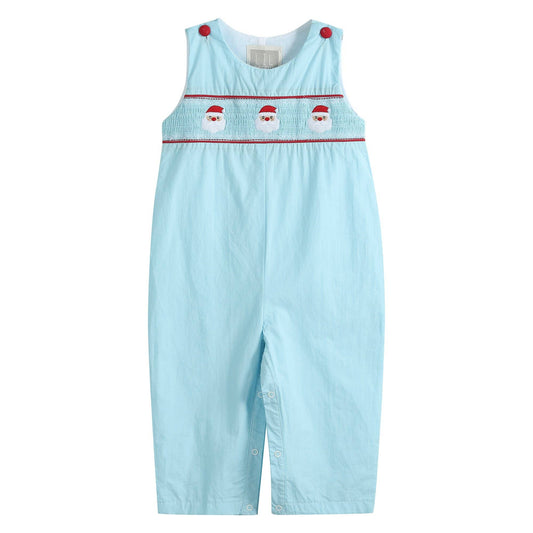 Blue Santa Smocked Overalls