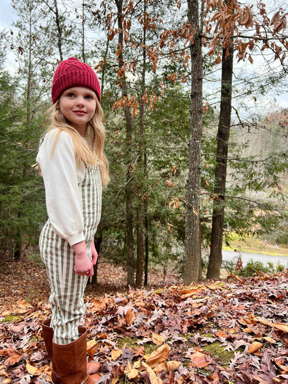 Emma overall in green stripe