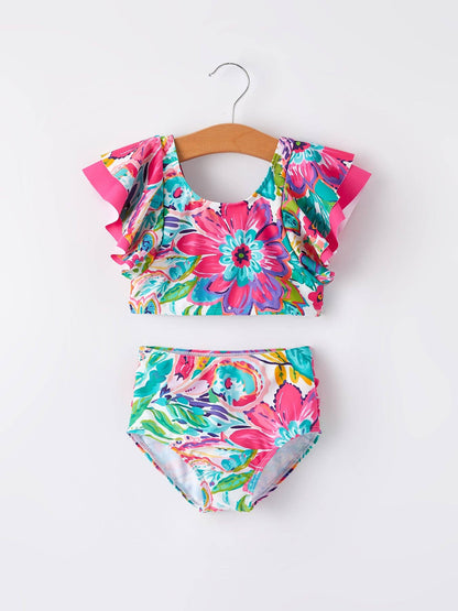Floral Ruffle 2 piece Swim