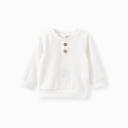 Solid Ribbed Knitted Long-sleeve Top