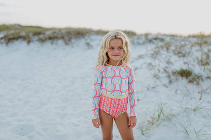 Coral Rainbow Rash Guard